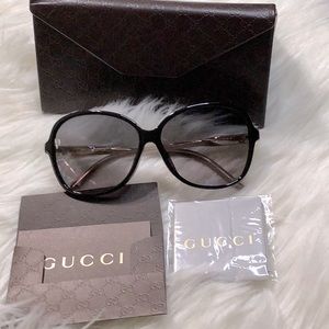 Gucci big face sunglasses gray black lens